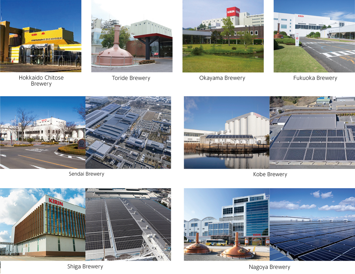 Image: Hokkaido Chitose Brewery, Toride Brewery, Okayama Brewery Fukuoka Brewery. Sendai Brewery, Kobe Brewery, Shiga Brewery, Nagoya Brewery