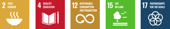 GOAL 2: Zero Hunger GOAL 4: Quality Education GOAL 12: Responsible Consumption and Production GOAL 15: Life on Land GOAL 17: Partnerships to achieve the Goal
