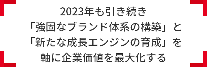 2023年も引き続き「強固なブランド体系の構築」と 「新たな成長エンジンの育成」を軸に企業価値を最大化する