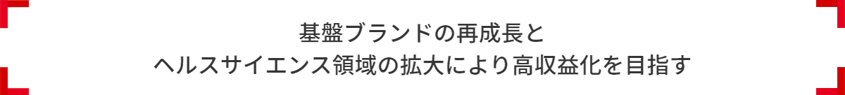 基盤ブランドの再成長と ヘルスサイエンス領域の拡大により高収益化を目指す