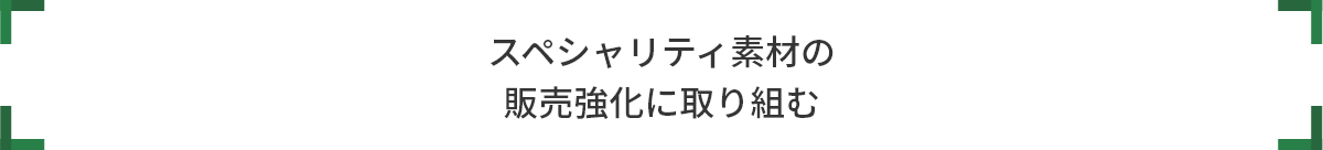 スペシャリティ素材の 販売強化に取り組む