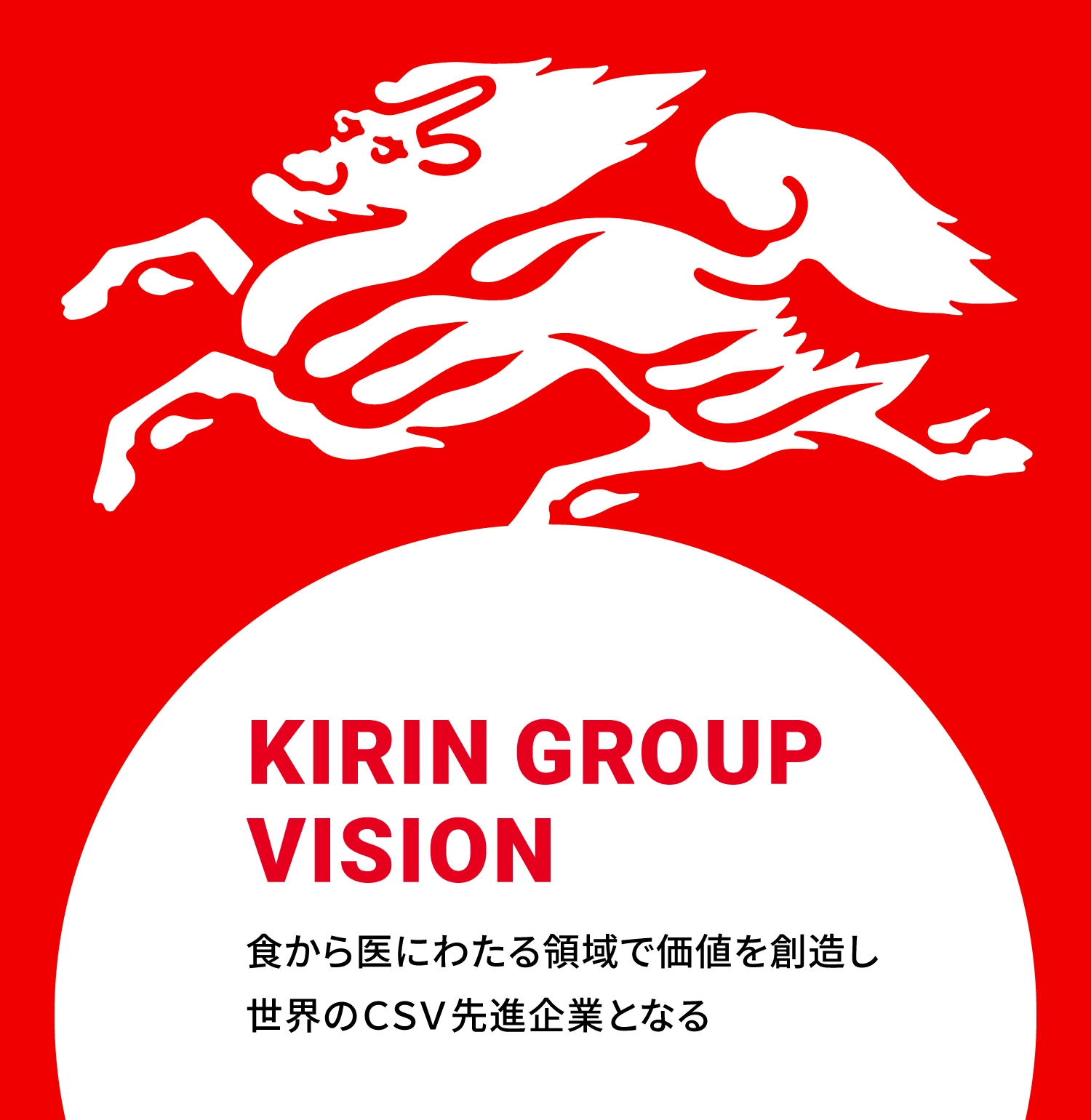 KIRIN GROUP VISION 食から医にわたる領域で価値を創造し世界のCSV先進企業となる