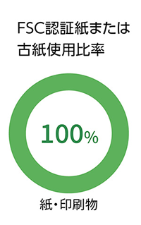 FSC認証紙または古紙使用比率100%。紙・印刷物