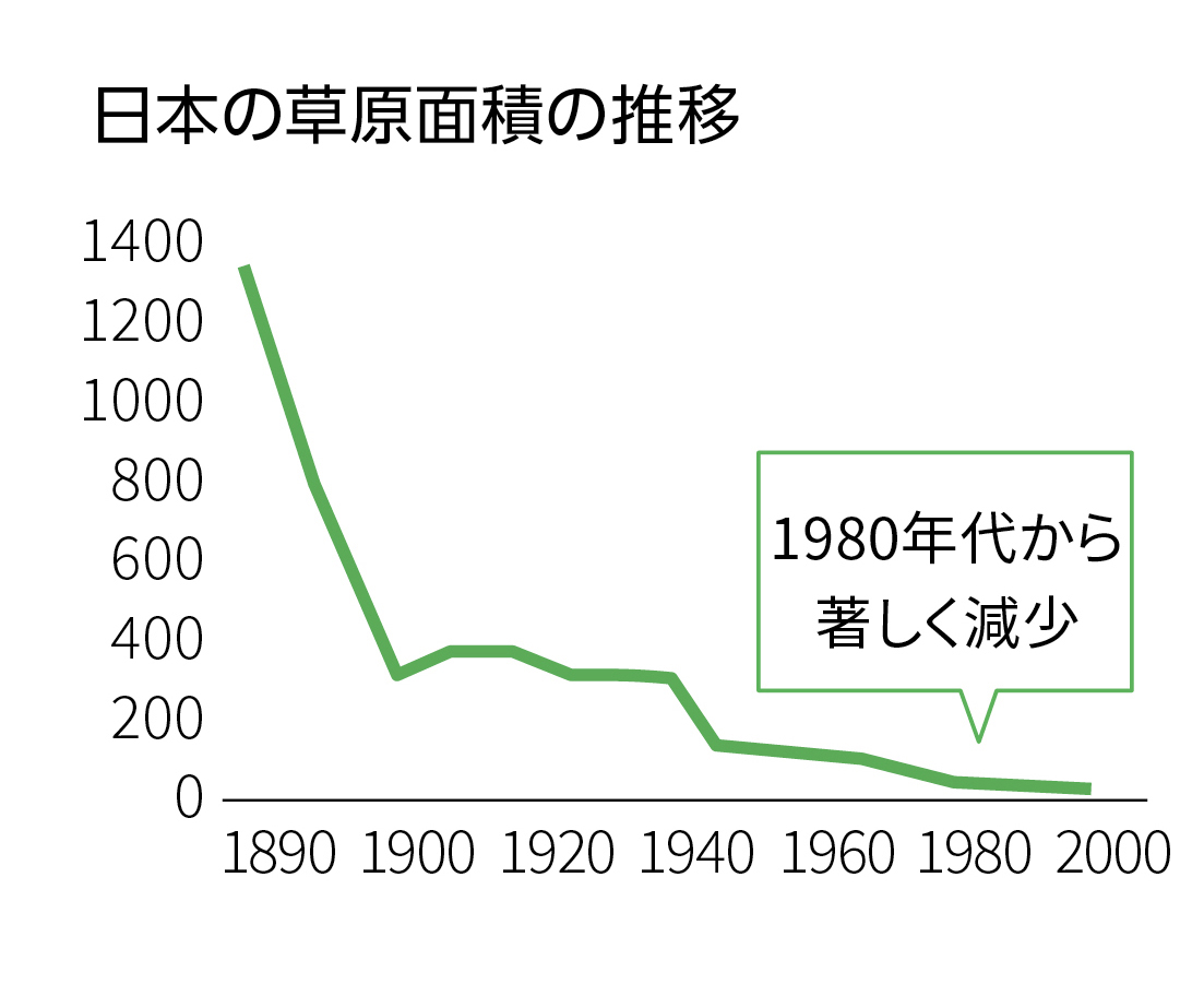 日本の草原面積の推移