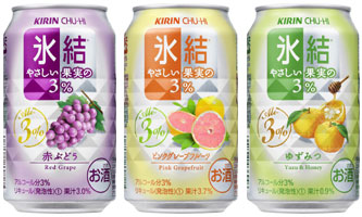 「キリンチューハイ 氷結やさしい果実の３％」シリーズ　商品画像