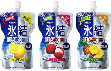 「キリン 氷結®アイススムージー シチリア産レモン＜期間限定＞」「キリン 氷結®アイススムージー ライチ＜期間限定＞」「キリン 氷結®アイススムージー パイナップル＜期間限定＞」商品画像