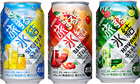 「キリン 旅する氷結® マンマレモンチーノ」「キリン 旅する氷結® アップルオレンジサングリア」「キリン 旅する氷結® カリビアンモヒート」商品画像