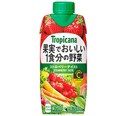 「トロピカーナ 果実でおいしい１食分の野菜 ストロベリーテイスト」商品画像