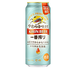 「キリン一番搾り やわらか仕立て（期間限定）」500ml・缶（裏面） 商品画像