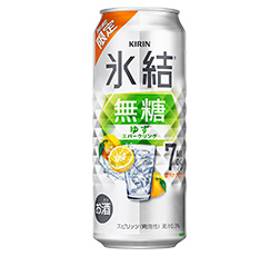 「キリン 氷結®無糖 ゆずスパークリング ALC.7%（期間限定）」500ml・缶 商品画像